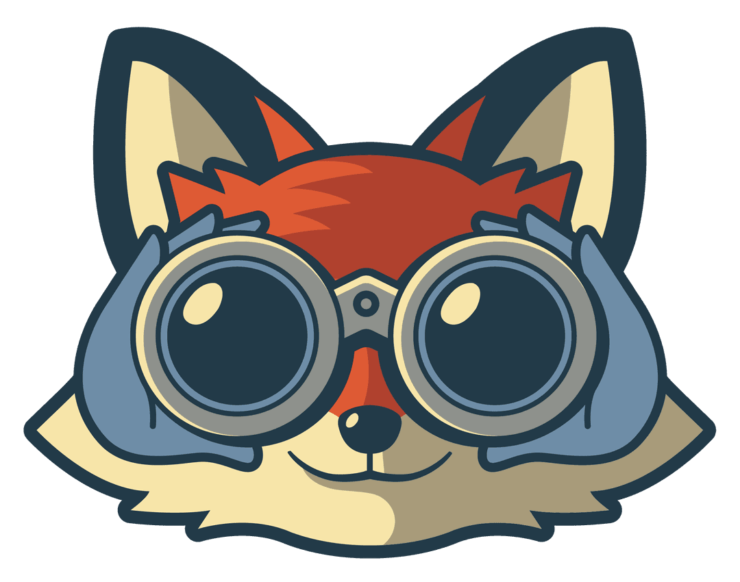 Scout mascot — a fox with binoculars scouting for deals